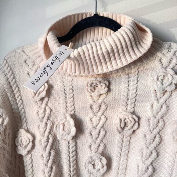 For Love & Lemons Martina Sweater | BNWT Cream Turtleneck | (Cropped Fit) - Picture 8 of 11